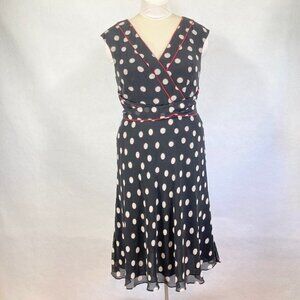 Adrianna Papell Silk Dress Cap Sleeve Retro Whimsy Dance Cottage Holiday 10
